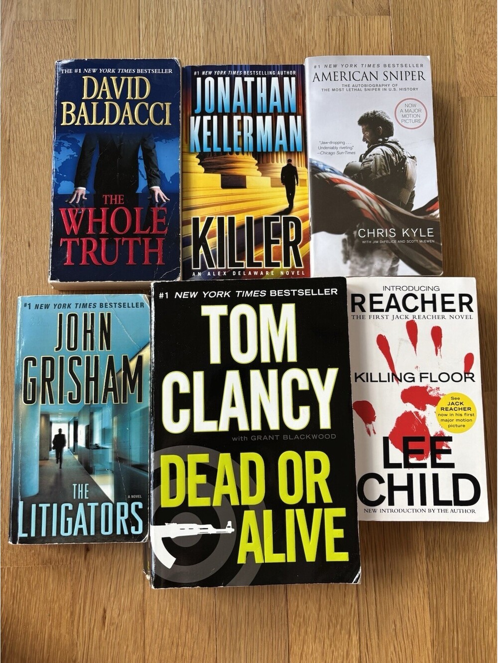 Book Lot 6 Thriller Mystery Baldacci Grisham Clancy Reacher American Sniper
